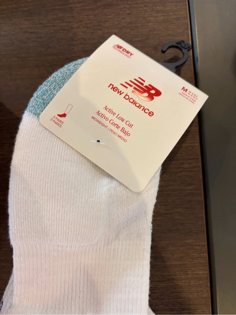 New Balance Low-Cut Socks in White with Teal and Yellow Accents 3 pairs